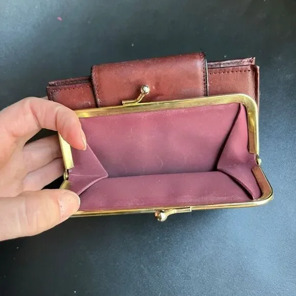 VTG Buxton Cowhide Wallet Snap & Kiss-Lock Change Pocket Brown 5"x4" - Picture 5 of 10